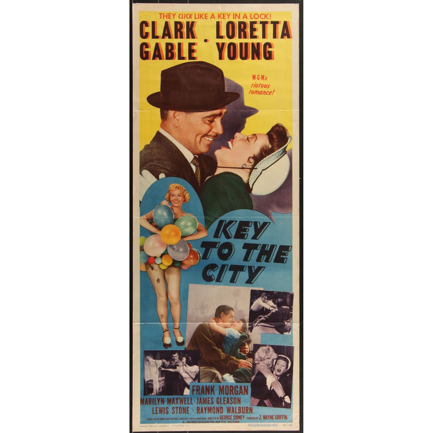 Key to the City (1950) Original Movie Poster Rolled 14" x 36"