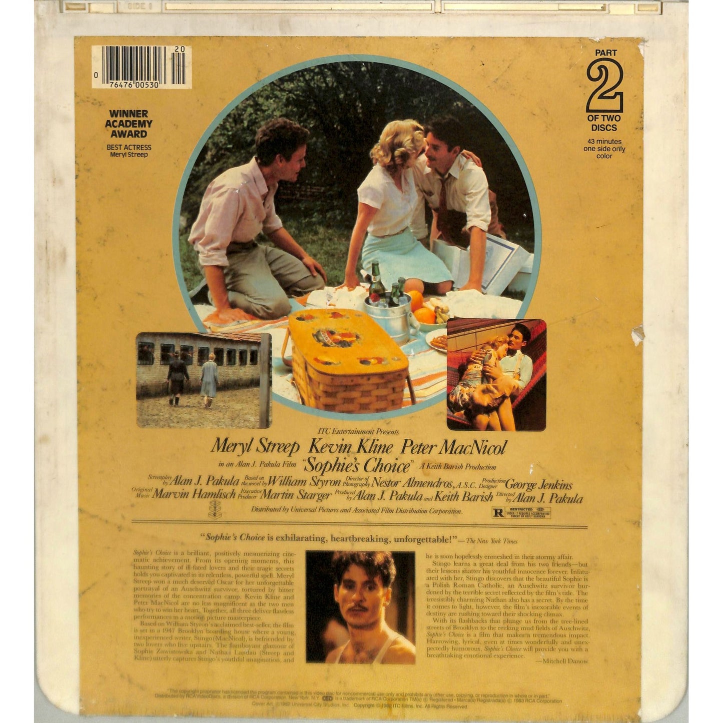 Sophie's Choice (1982) Vintage Double CED Videodisc