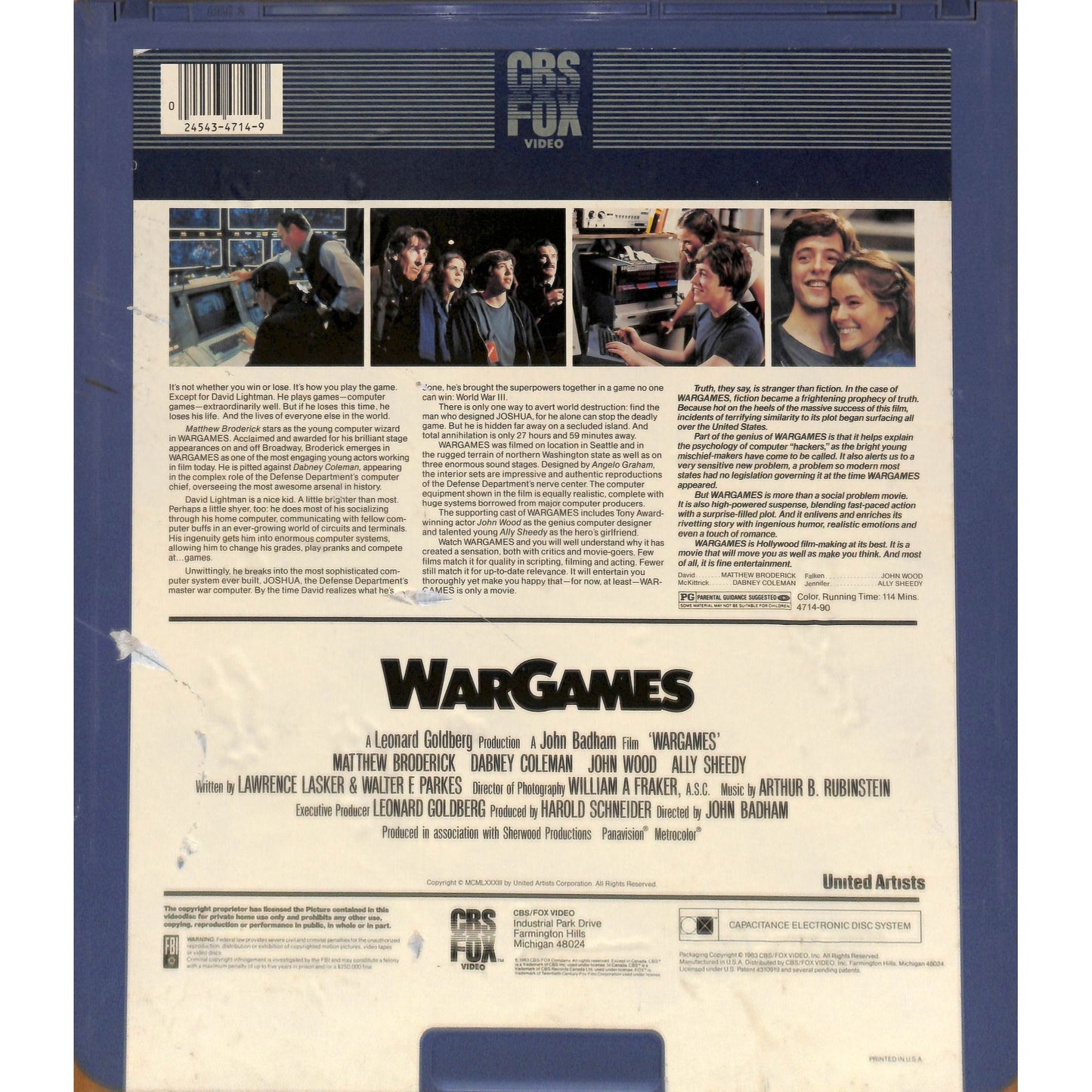 War Games (1983) Vintage CED RCA SelectaVision Videodisc TESTED WORKING