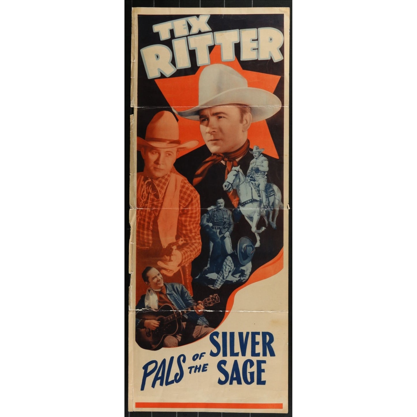 Pals of the Silver Sage (1940) Original Western Insert Movie Poster Folded 14x36