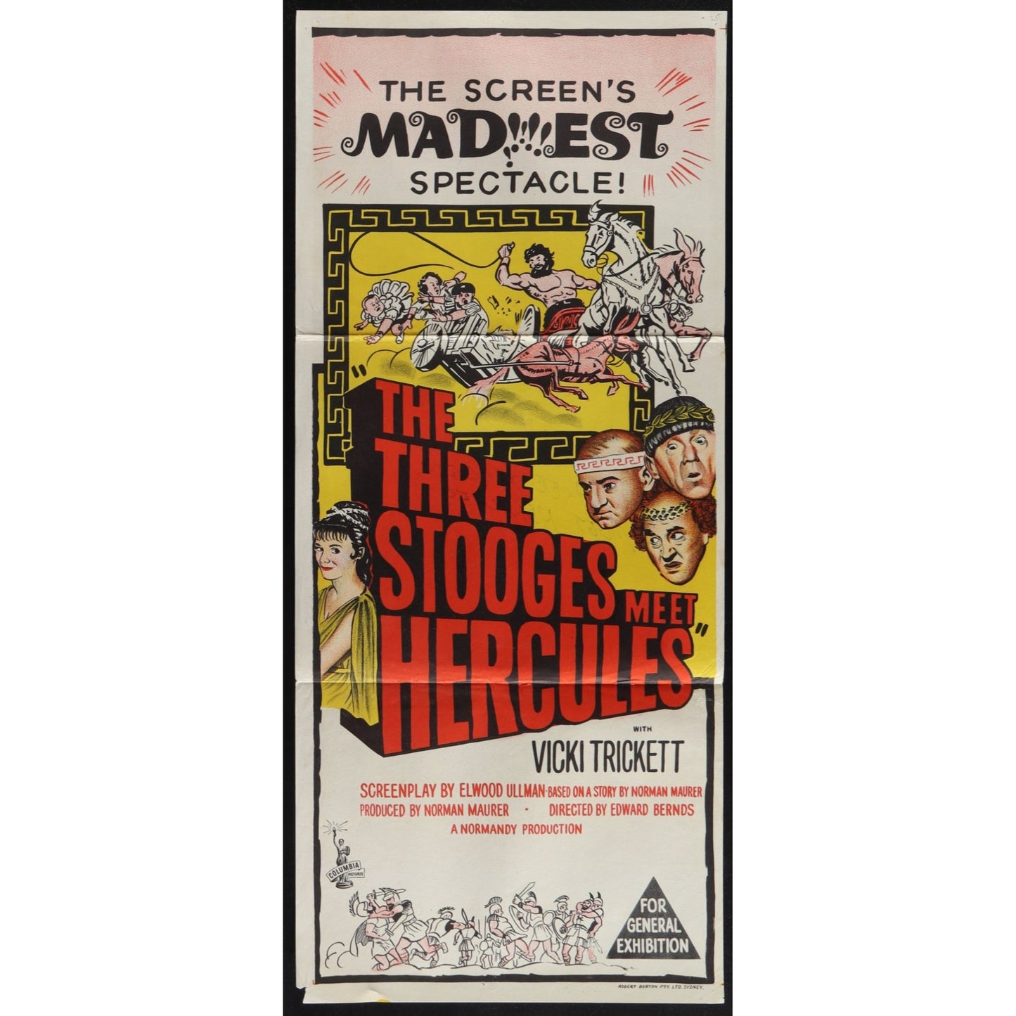 The Three Stooges Meet Hercules (1962) Orig. Australian Daybill Movie Poster