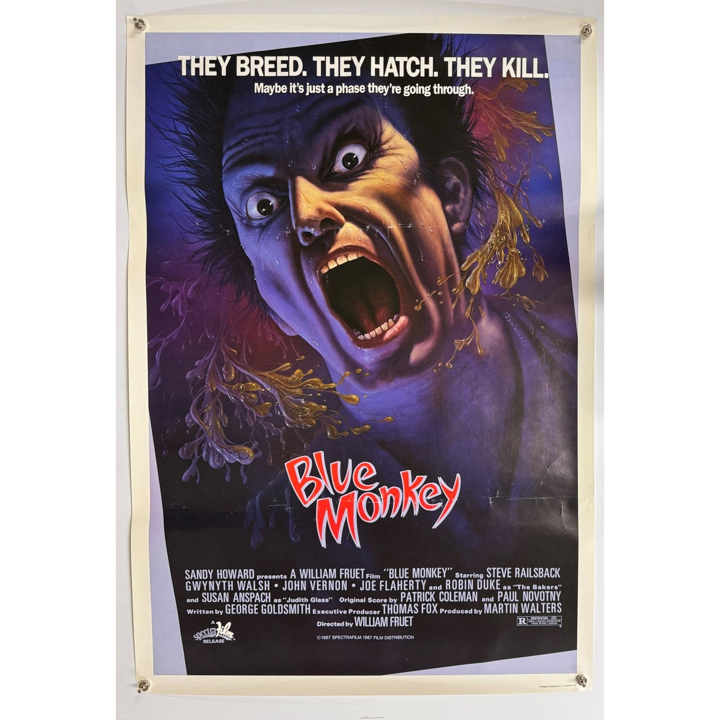 Blue Monkey (1987) Original Movie Poster 27x41