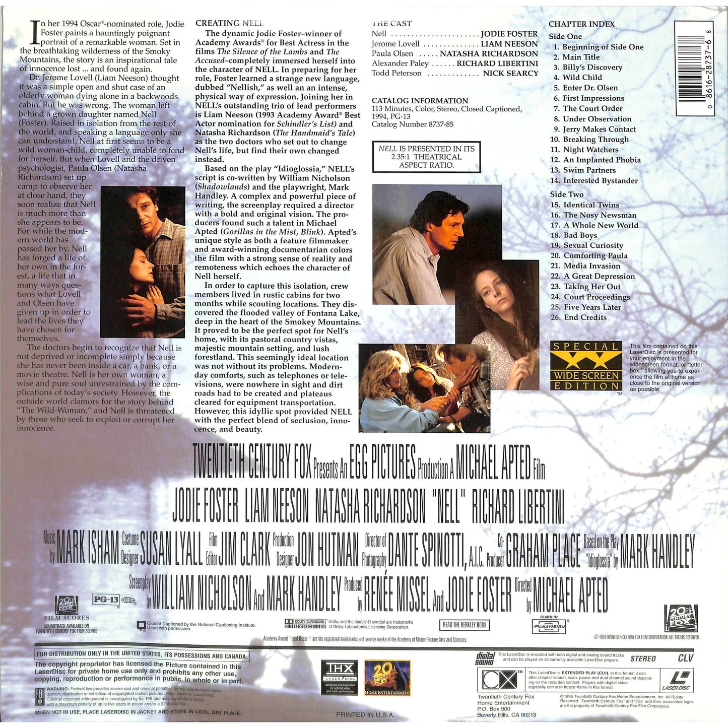 Nell (1994) Laserdisc