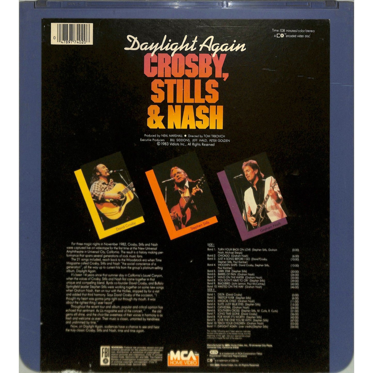 Crosby, Stills & Nash - Daylight Again (1983) Vintage CED Videodisc TESTED WORKING