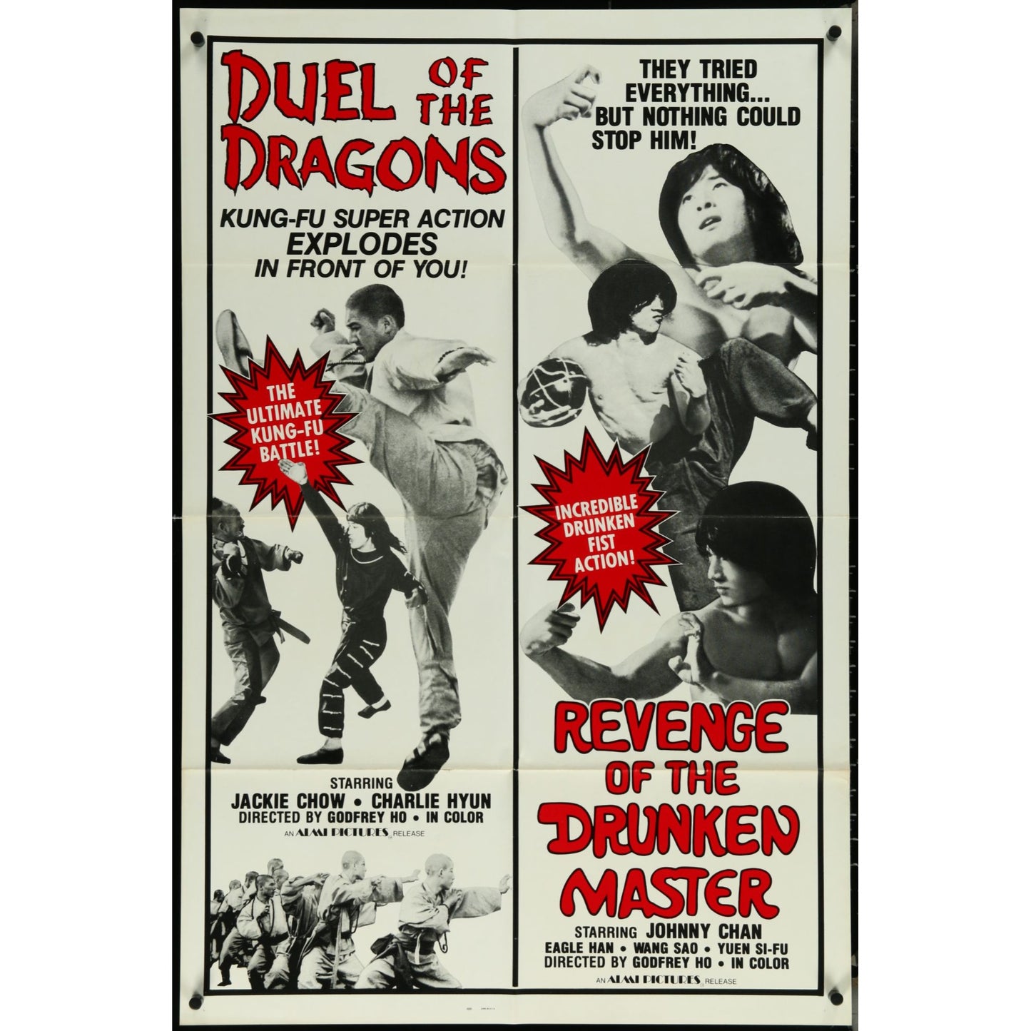 Duel of the Dragons-Revenge of the Drunken Master (R1997) Original Movie Poster 27x41