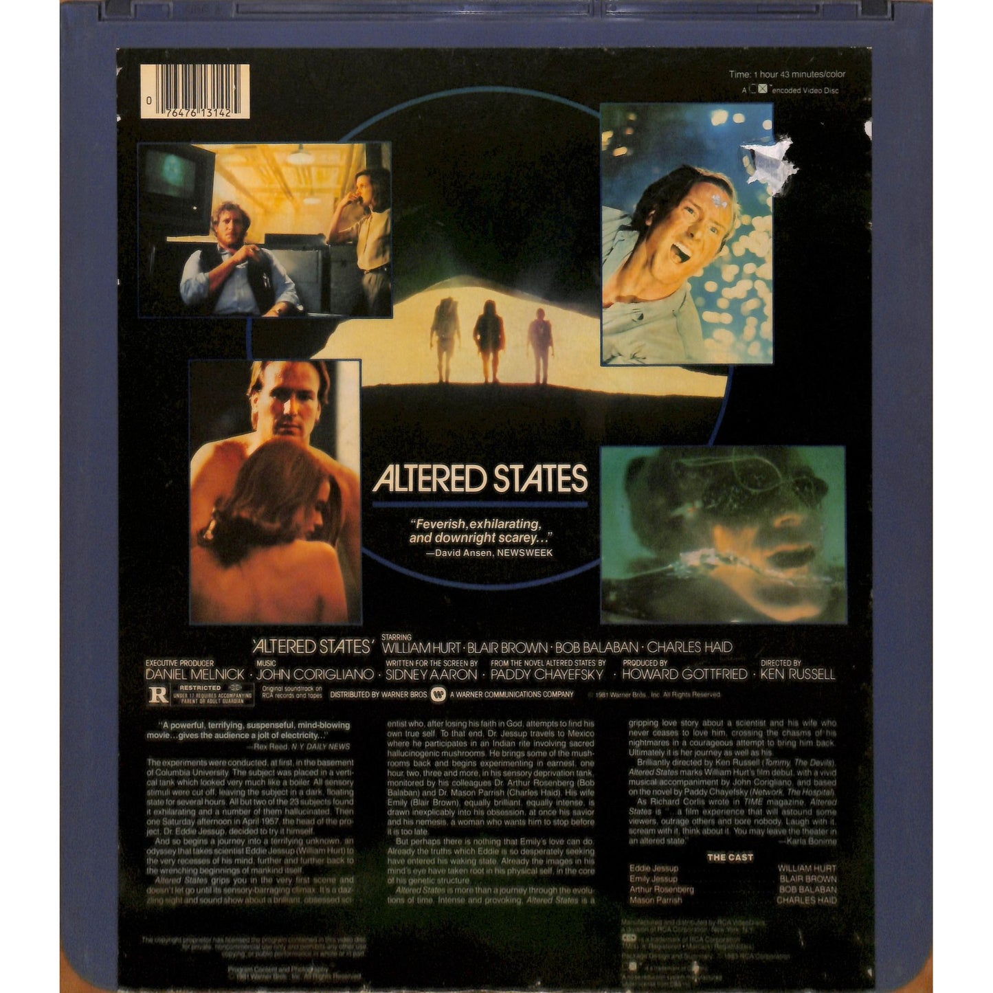 Altered States (1981) CED RCA SelectaVision TESTED WORKING