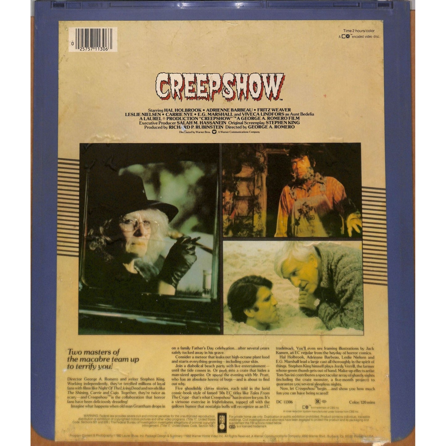 Creepshow (1982) Vintage RCA CED SelectaVision Videodisc TESTED WORKING
