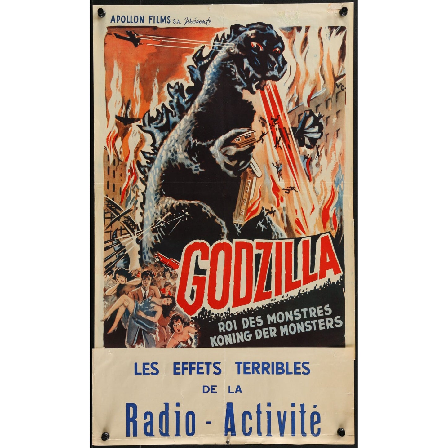 Gojira (1957) Original Belgian Movie Poster 13 3/4" x 18 3/4"