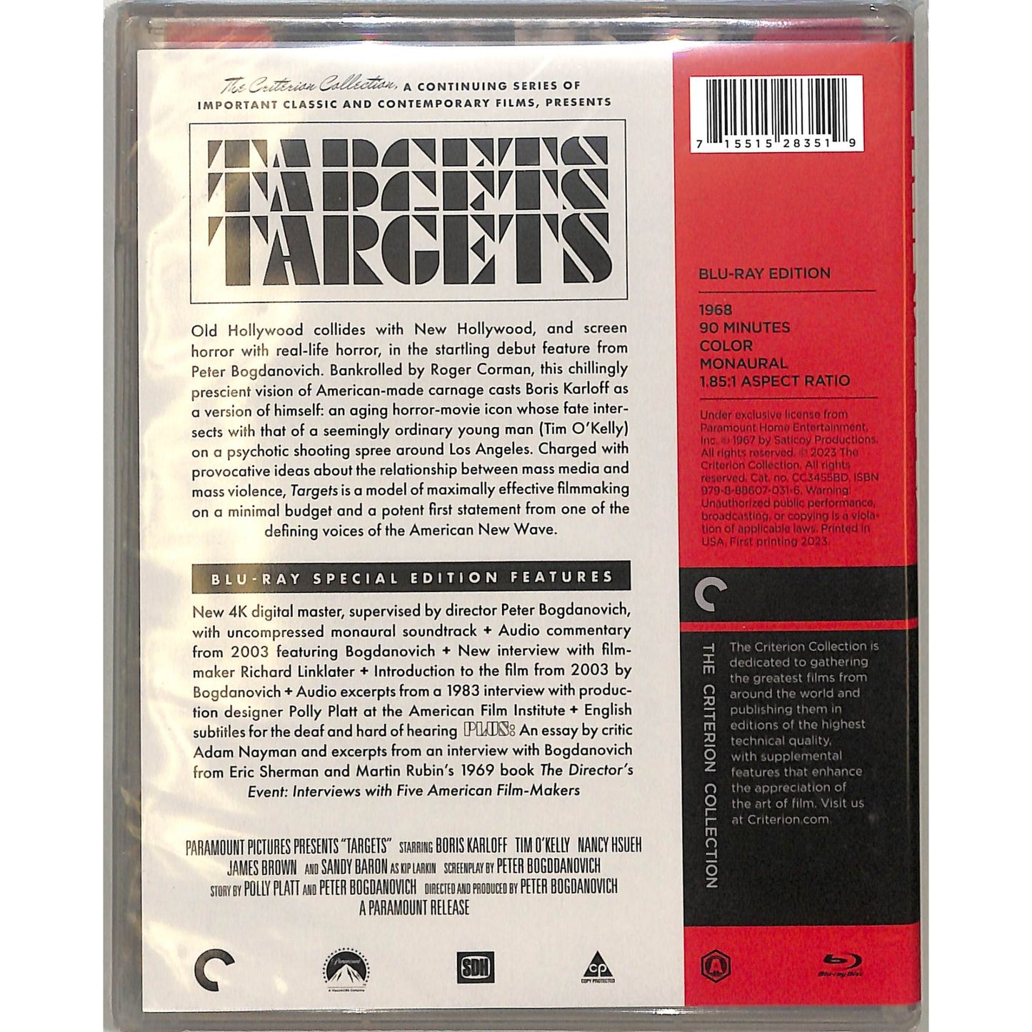 Targets (1986) The Criterion Collection Sealed Blu Ray Disc