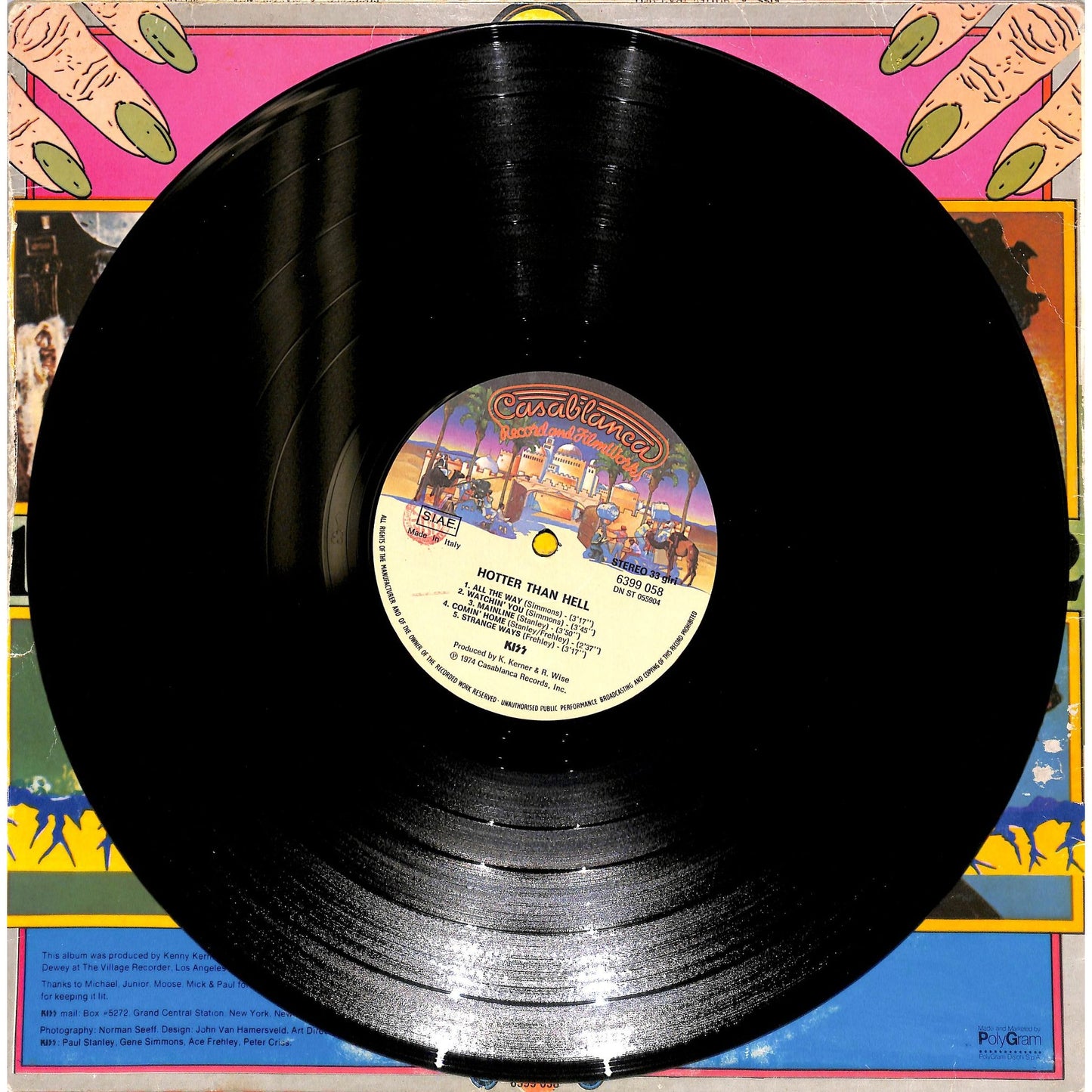 Kiss - Hotter Than Hell Vinyl Record Italian Import 6399-058