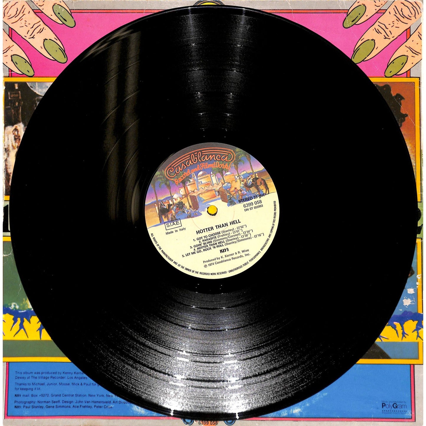 Kiss - Hotter Than Hell Vinyl Record Italian Import 6399-058