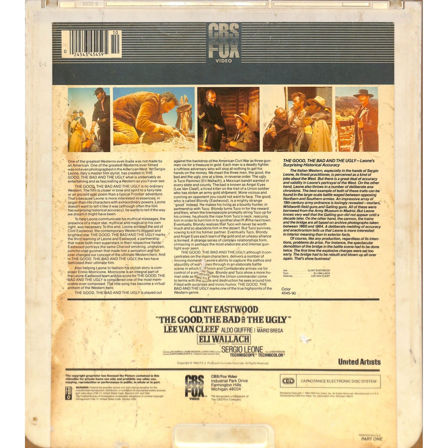 The Good, The Bad and The Ugly (1966) CED RCA SelectaVision TESTED WORKING