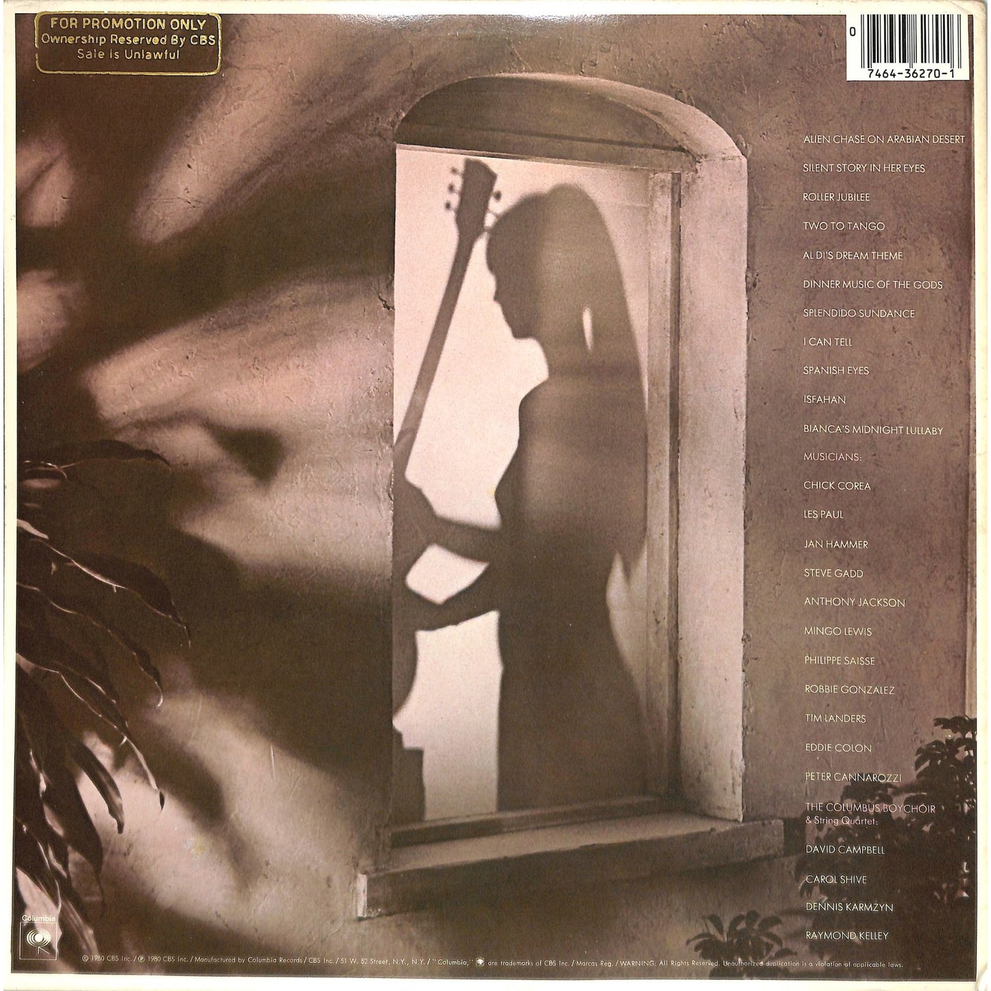 Al Di Meola - Splendido Hotel (1980) Promo 2LP Vinyl Record C2X 36270