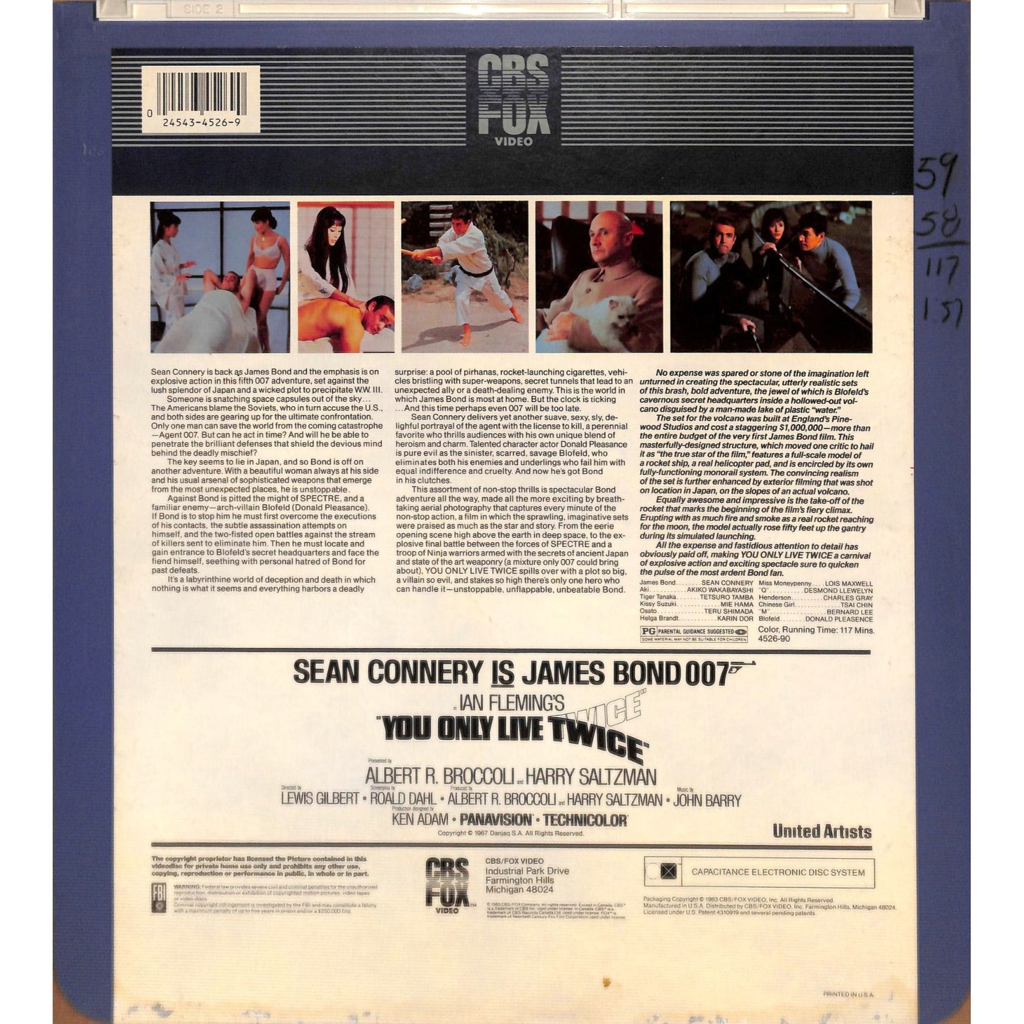 You Only Live Twice (1967) Vintage CED Videodisc TESTED WORKING