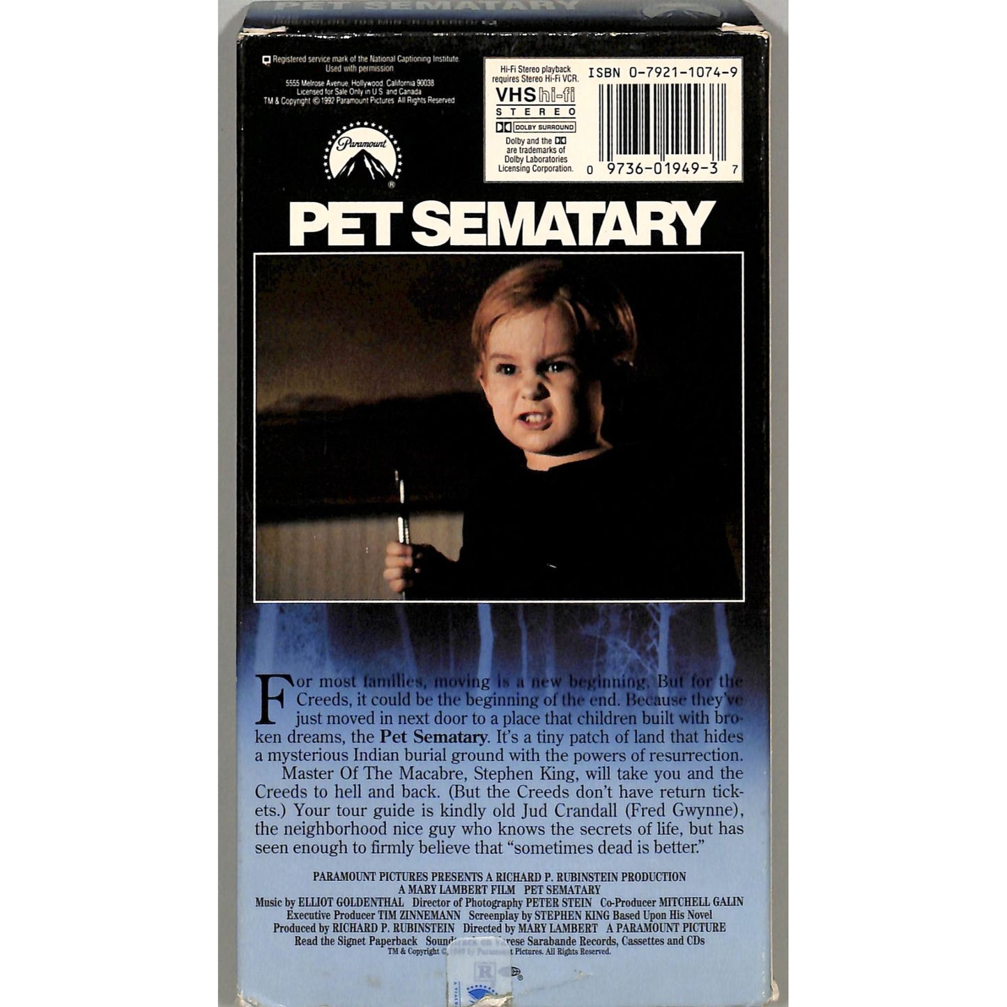 Pet Sematary (1989) VHS Tape Good condition