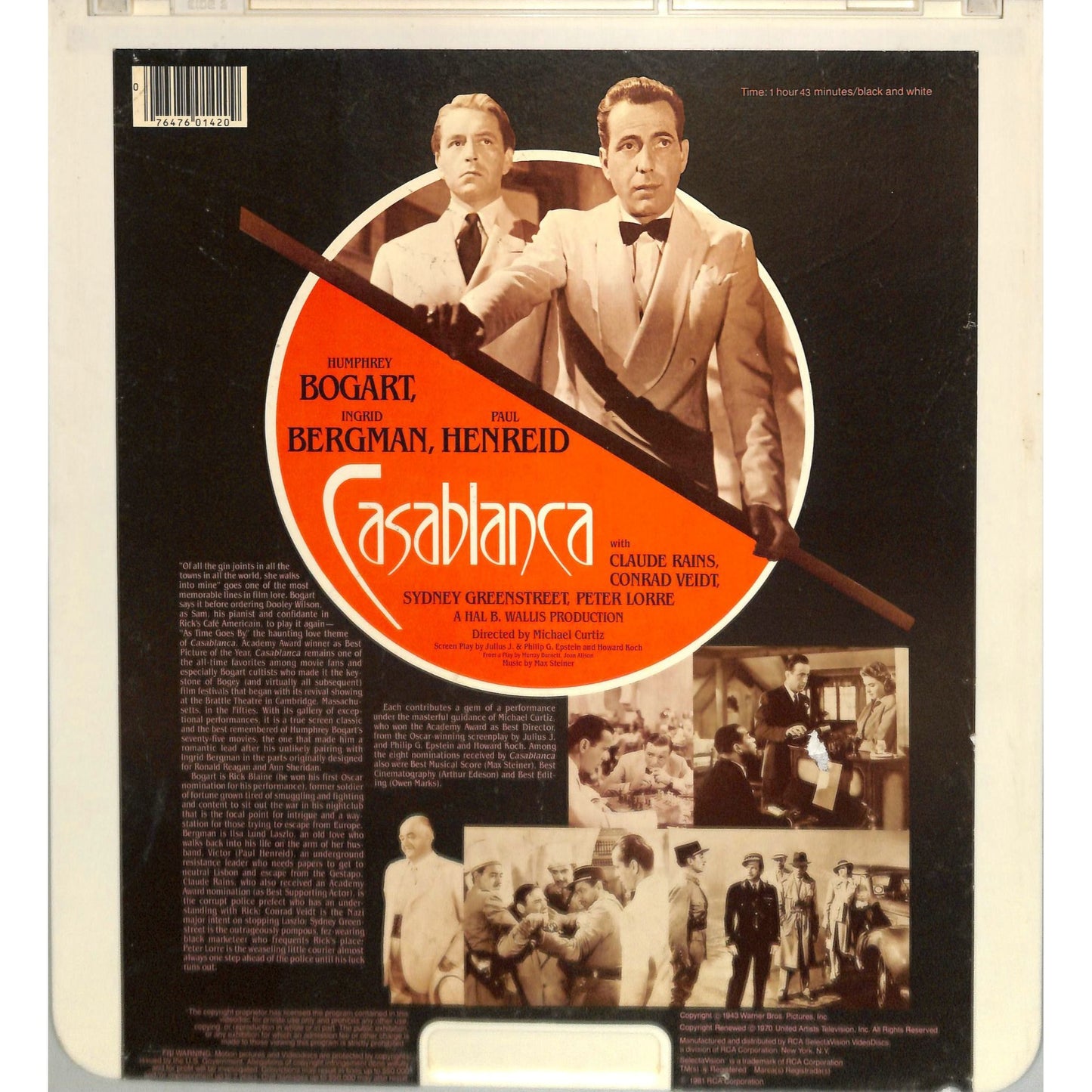 Casablanca (1942) Vintage CED Videodisc