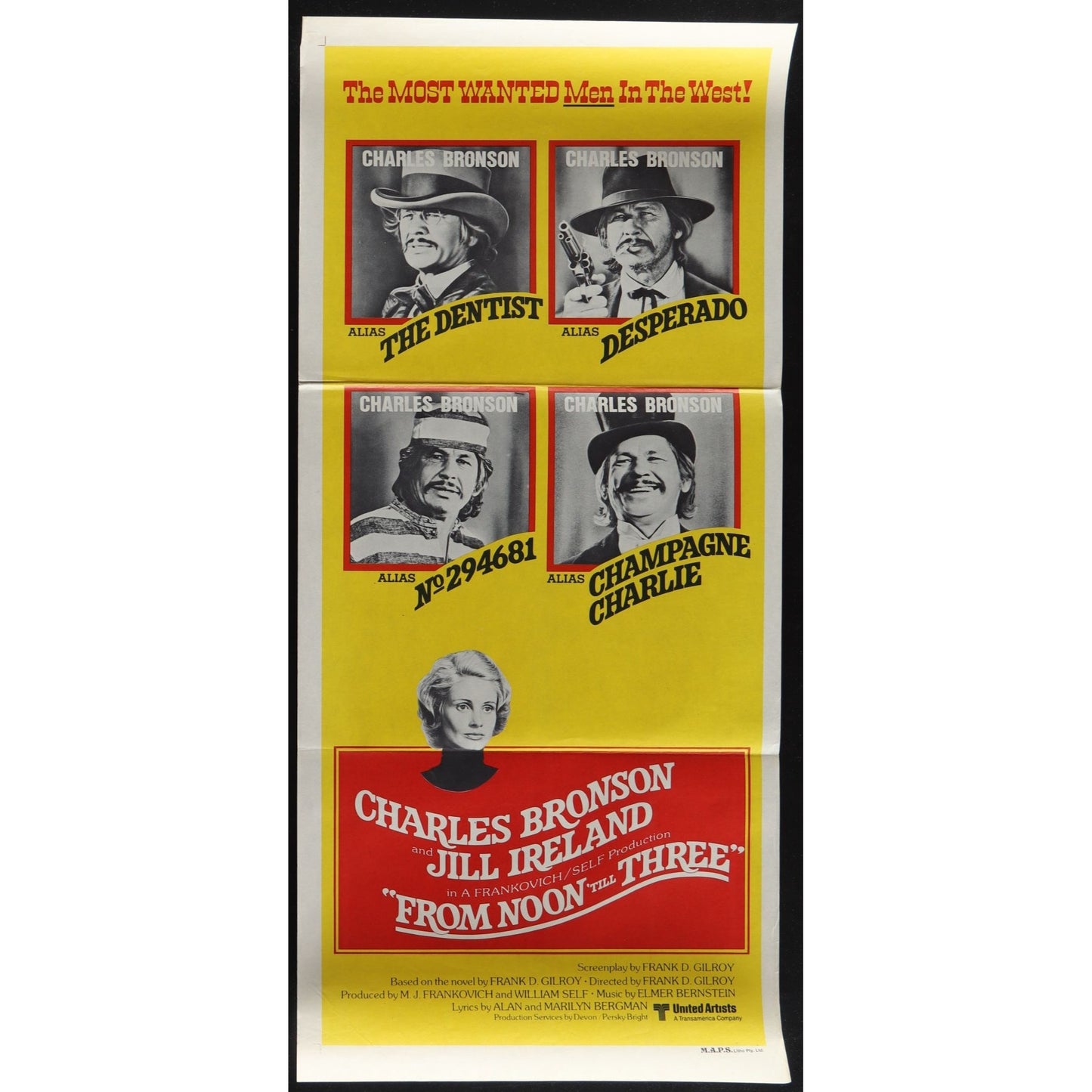 From Noon till Three (1976) Orig. Australian Daybill Movie Poster Folded 13x30