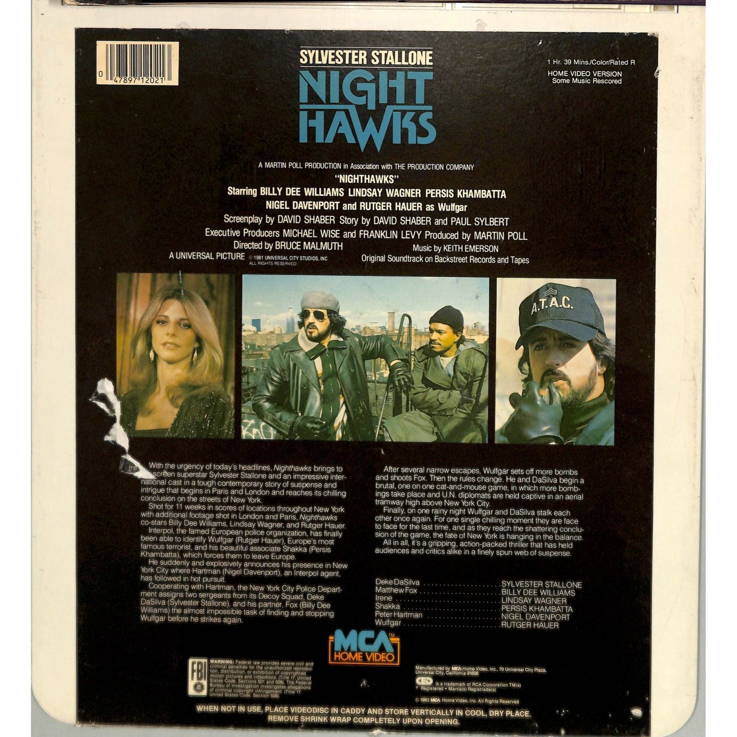 Nighthawks (1981) Vintage CED Videodisc