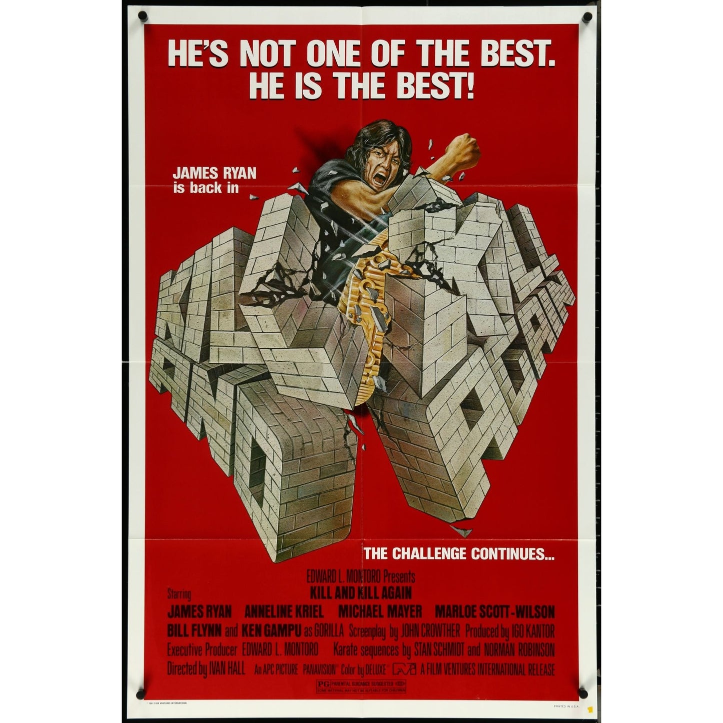 Kill And Kill Again (1981) Original Movie Poster Folded 27x41