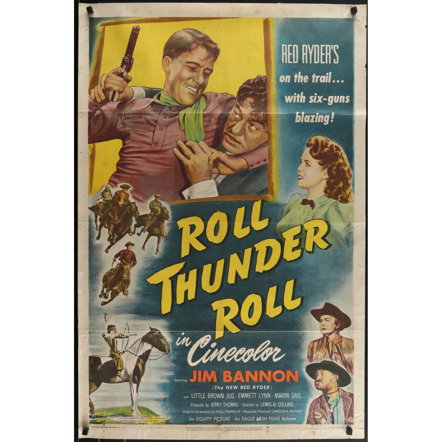 Roll, Thunder, Roll! (1949) Original Movie Poster 27x41