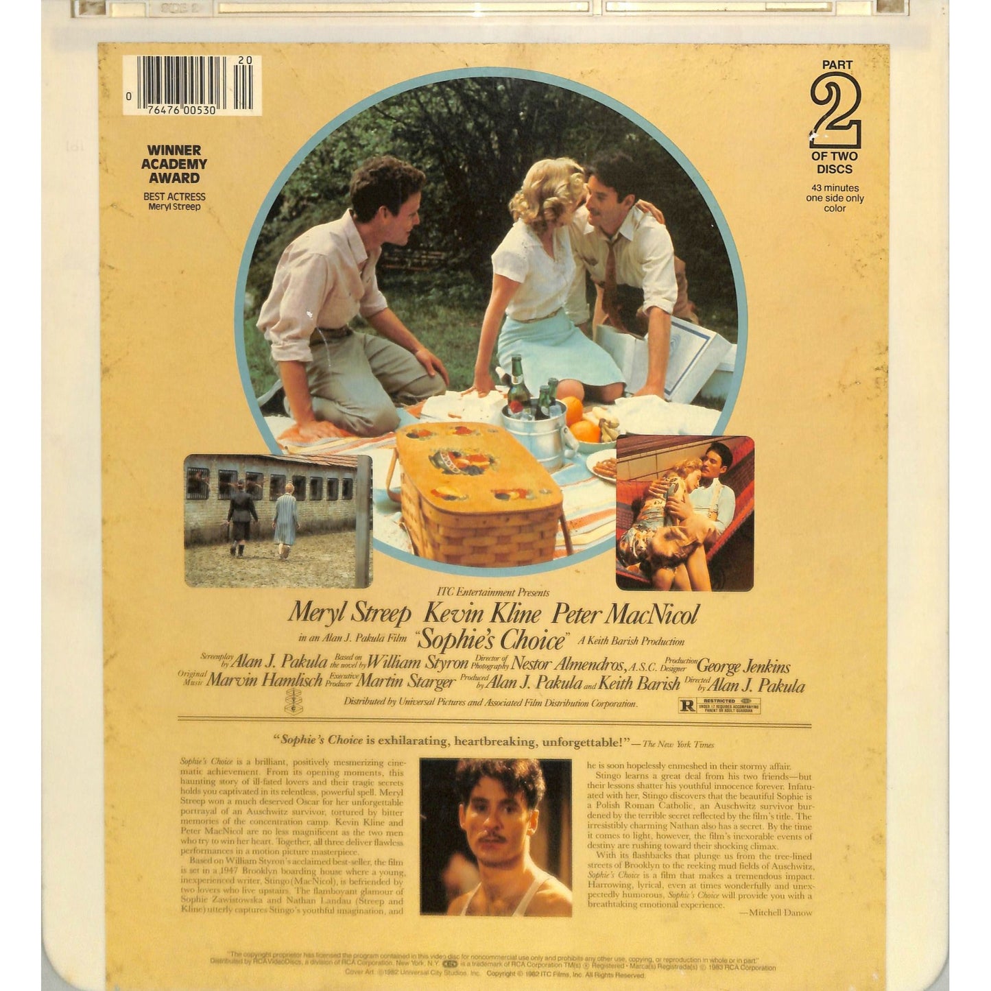 Sophie's Choice (1982) Vintage Double CED Videodisc
