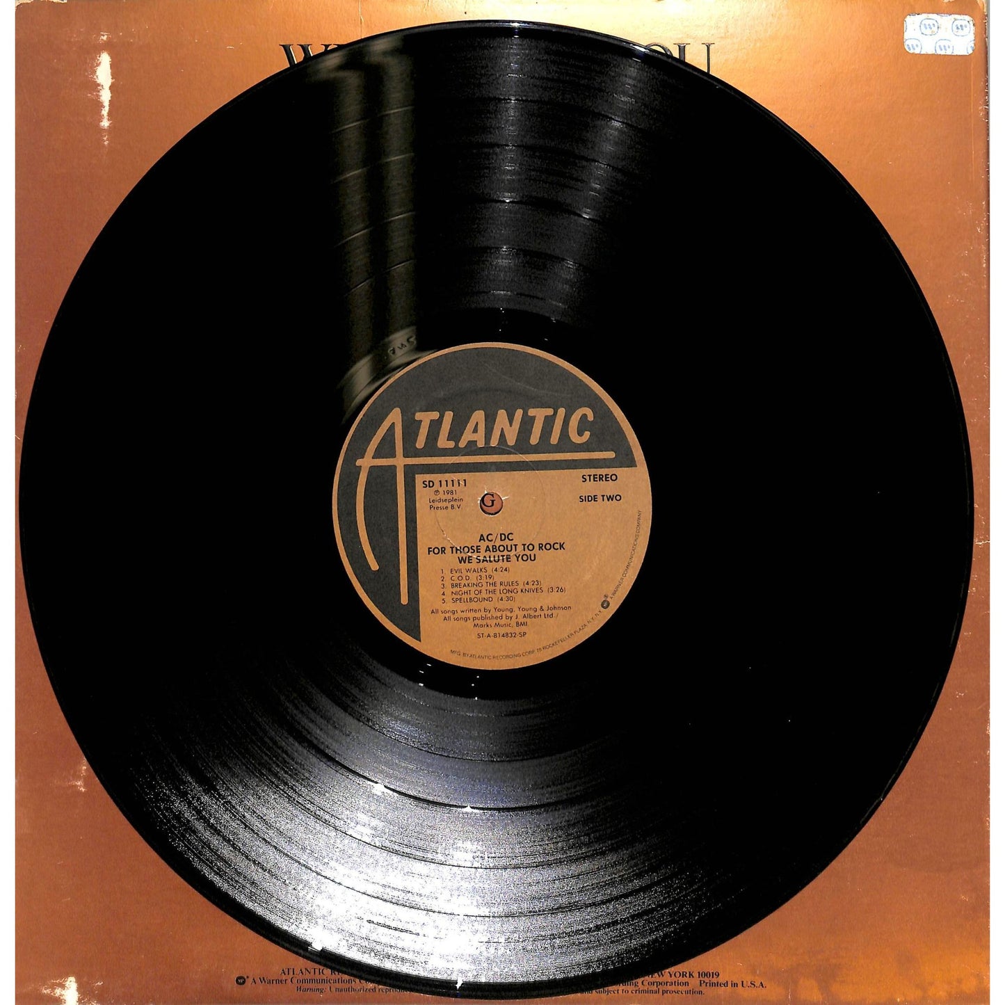 AC/DC - For Those About to Rock (We Salute You) Vinyl Record SD 11111