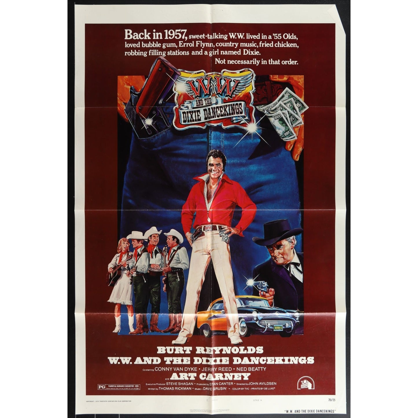 W.W. and the Dixie Dancekings (1975) Original Movie Poster Folded 27x41