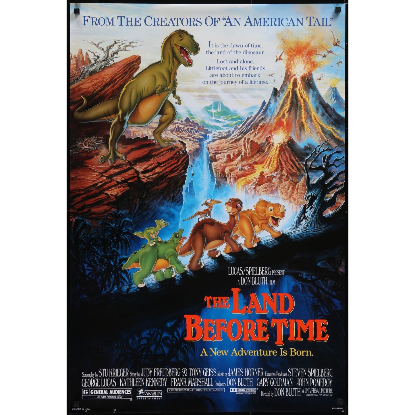 The Land Before Time (1988) Original Movie Poster Rolled 26 3/4x39 3/4