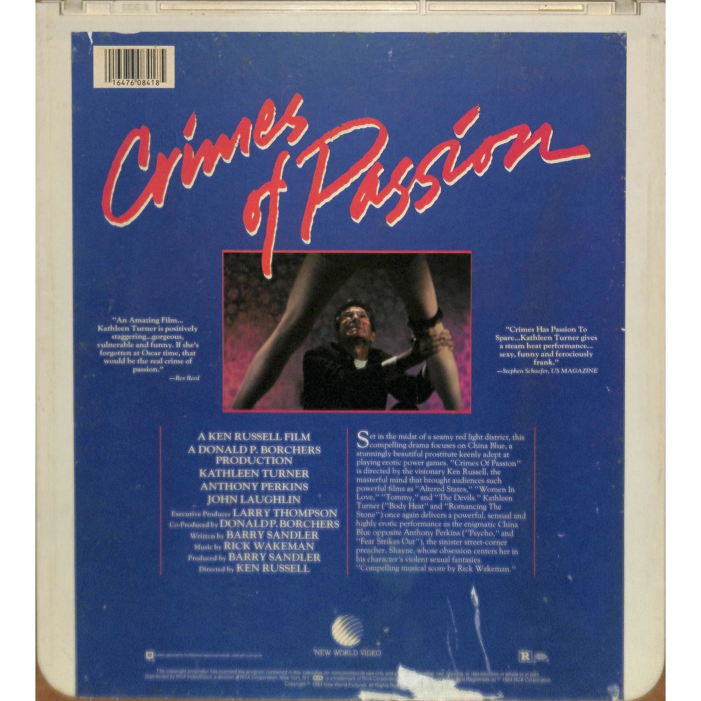 Crime of Passion (1984) Vintage CED RCA SelectaVision Videodisc TESTEDWORKING