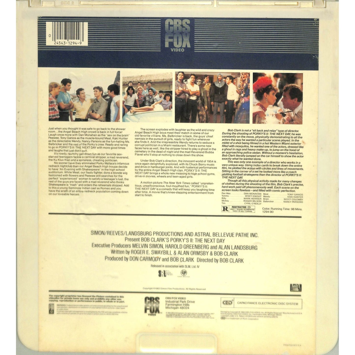 Porky's II: The Next Day (1983) Vintage CED Videodisc