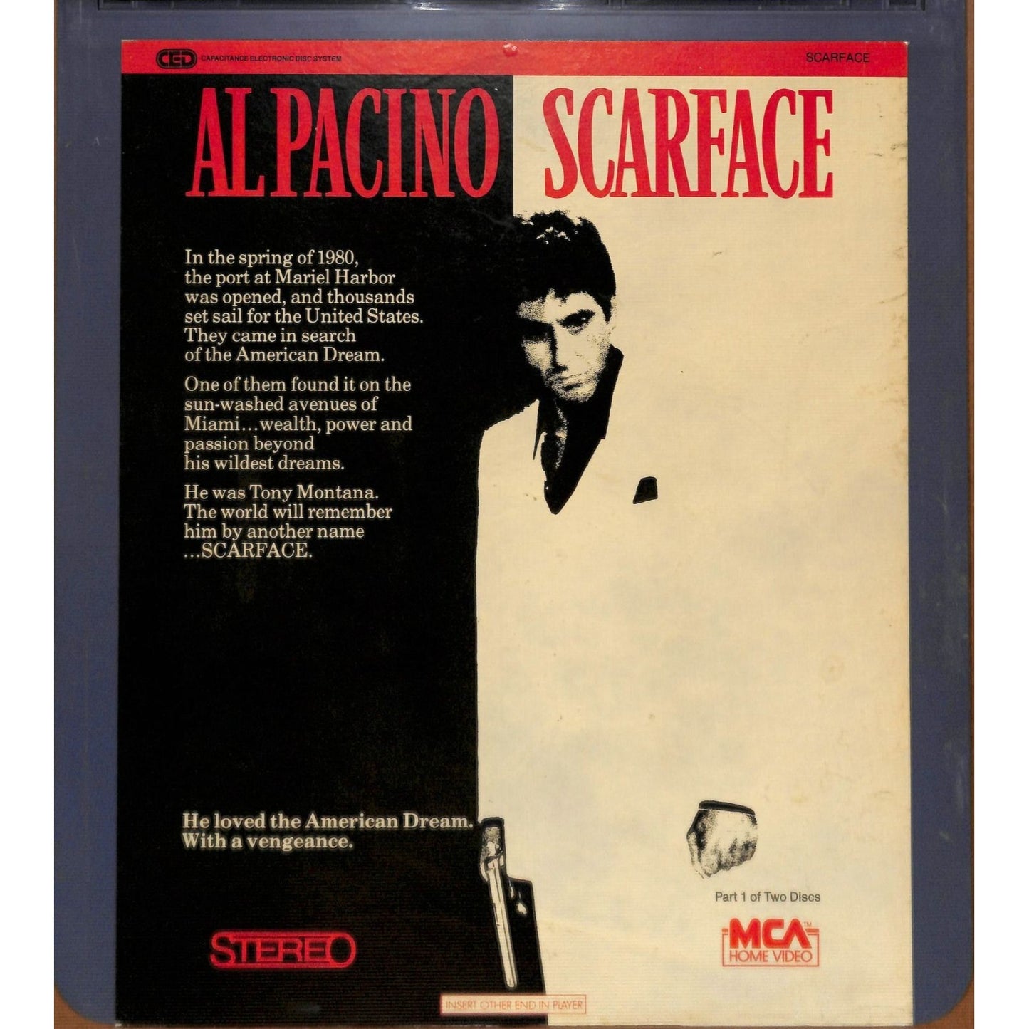 Scarface Part 1&2 (1983) Vintage CED RCA SelectaVision Videodisc TESTED WORKING
