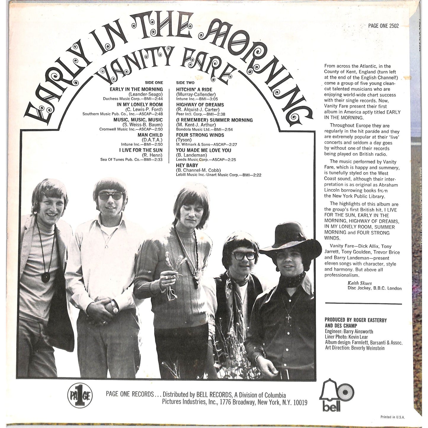 Vanity Fare - Early In The Morning Vinyl Record Page One 2502