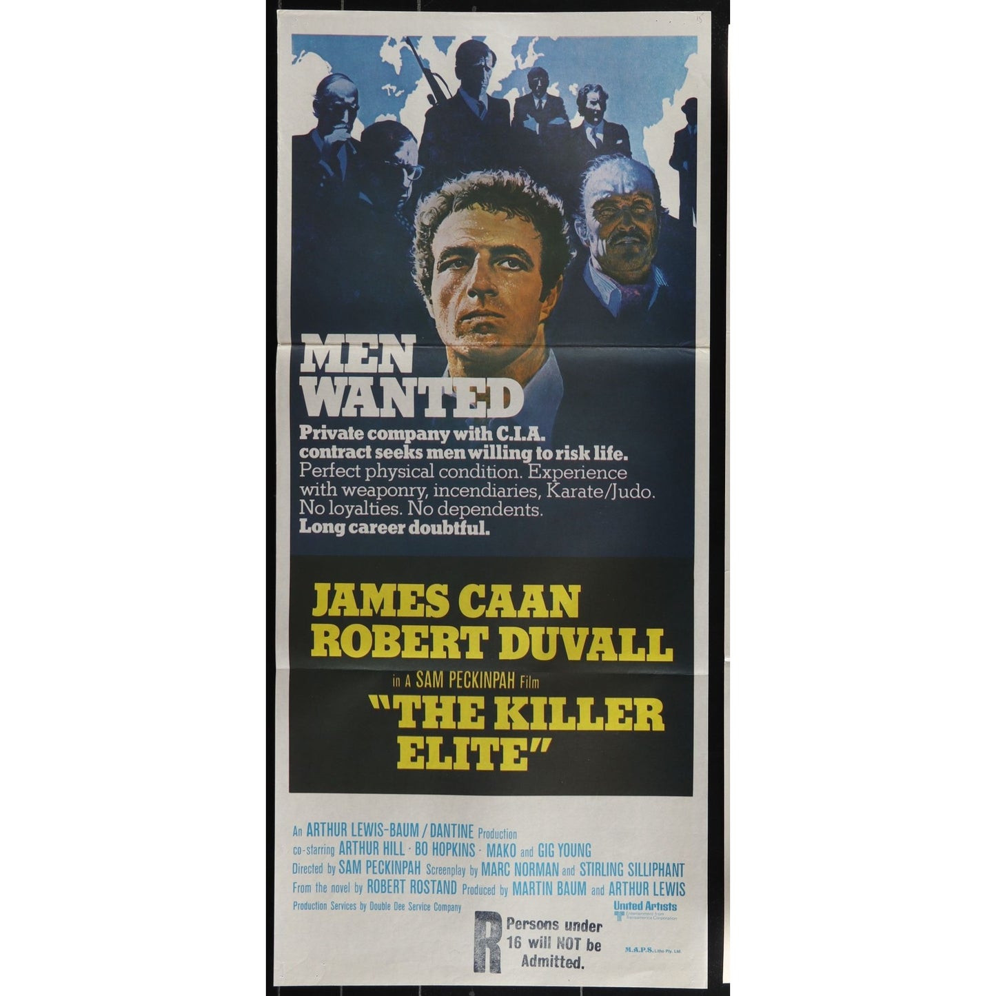 The Killer Elite (1975) Original Australian Daybil Movie Poster Folded 13x30