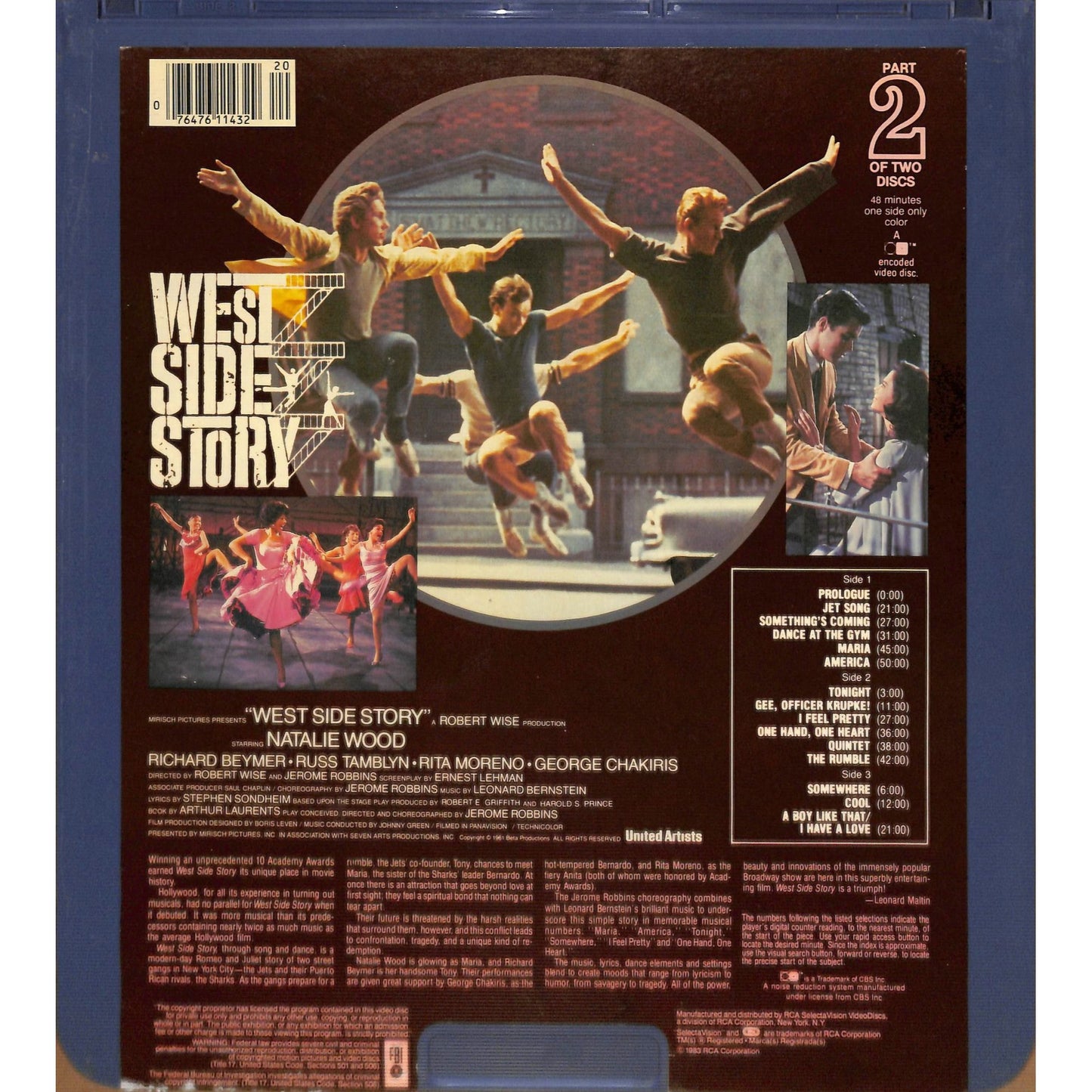 West Side Story Parts 1 & 2 (1961) Vintage CED Videodisc TESTED WORKING
