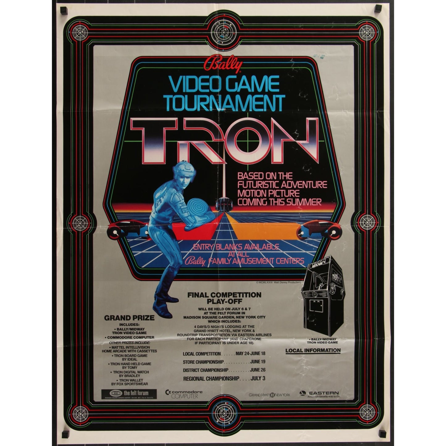 TRON (1982) Original Folded Special Movie Poster 27x36