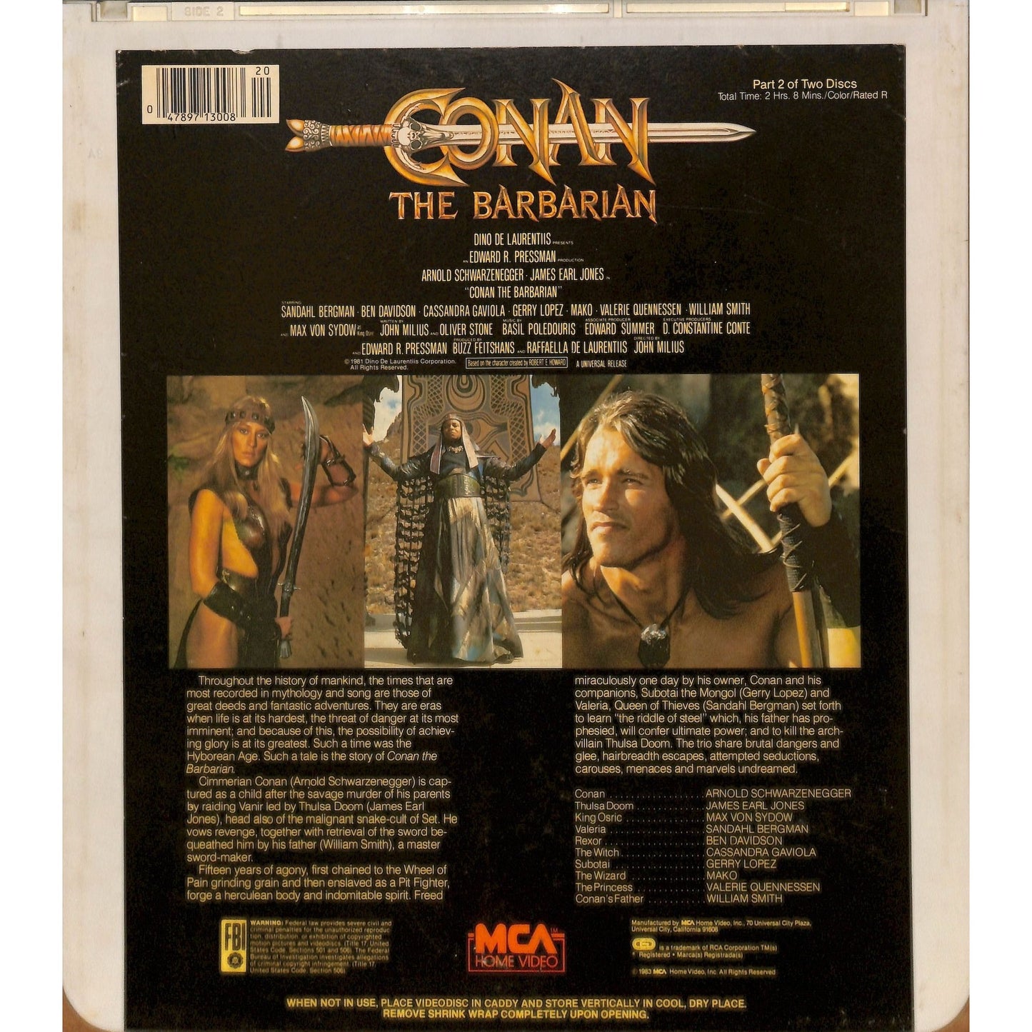Conan The Barbian (1982) Vintage CED RCA SelectaVision Videodisc TESTED WORKING