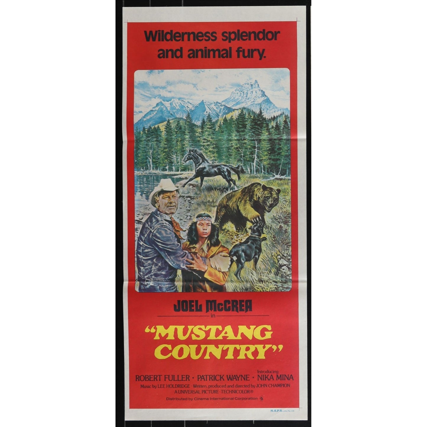 Mustang Country (1976) Original Australian Daybill Poster Folded 13x30