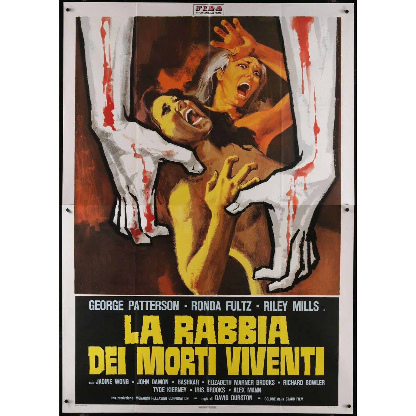 I Drink Your Blood (1971) Original Italian Two-panel Movie Poster Folded 55x78