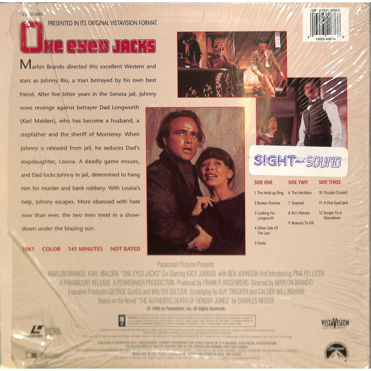 One-Eyed Jacks (1961) Laserdisc