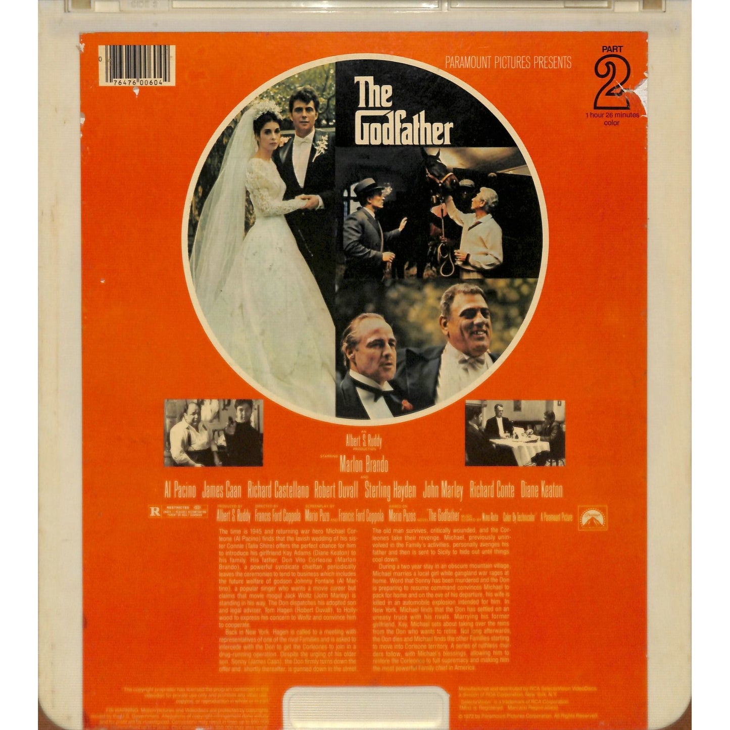 The Godfather Part 1 & 2 (1972) CED RCA SelectaVision Videodisc TESTED WORKING