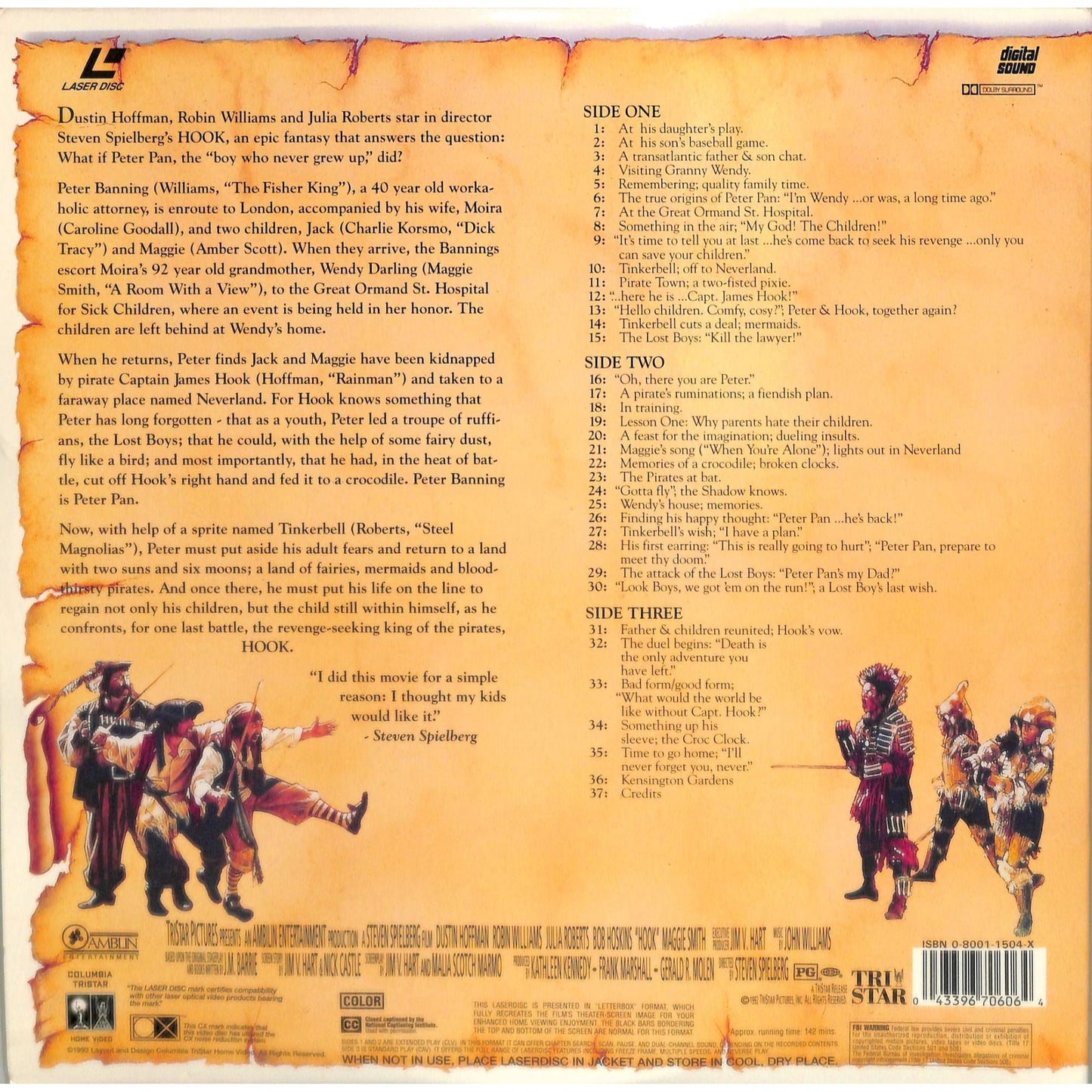 Hook (1991) Laserdisc