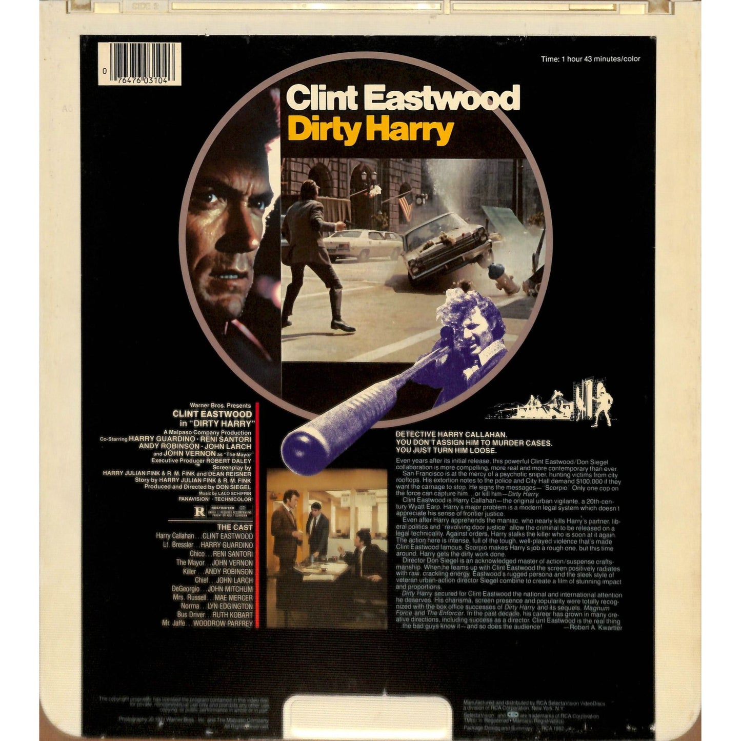 Dirty Harry (1971) Vintage CED Videodisc TESTED WORKING