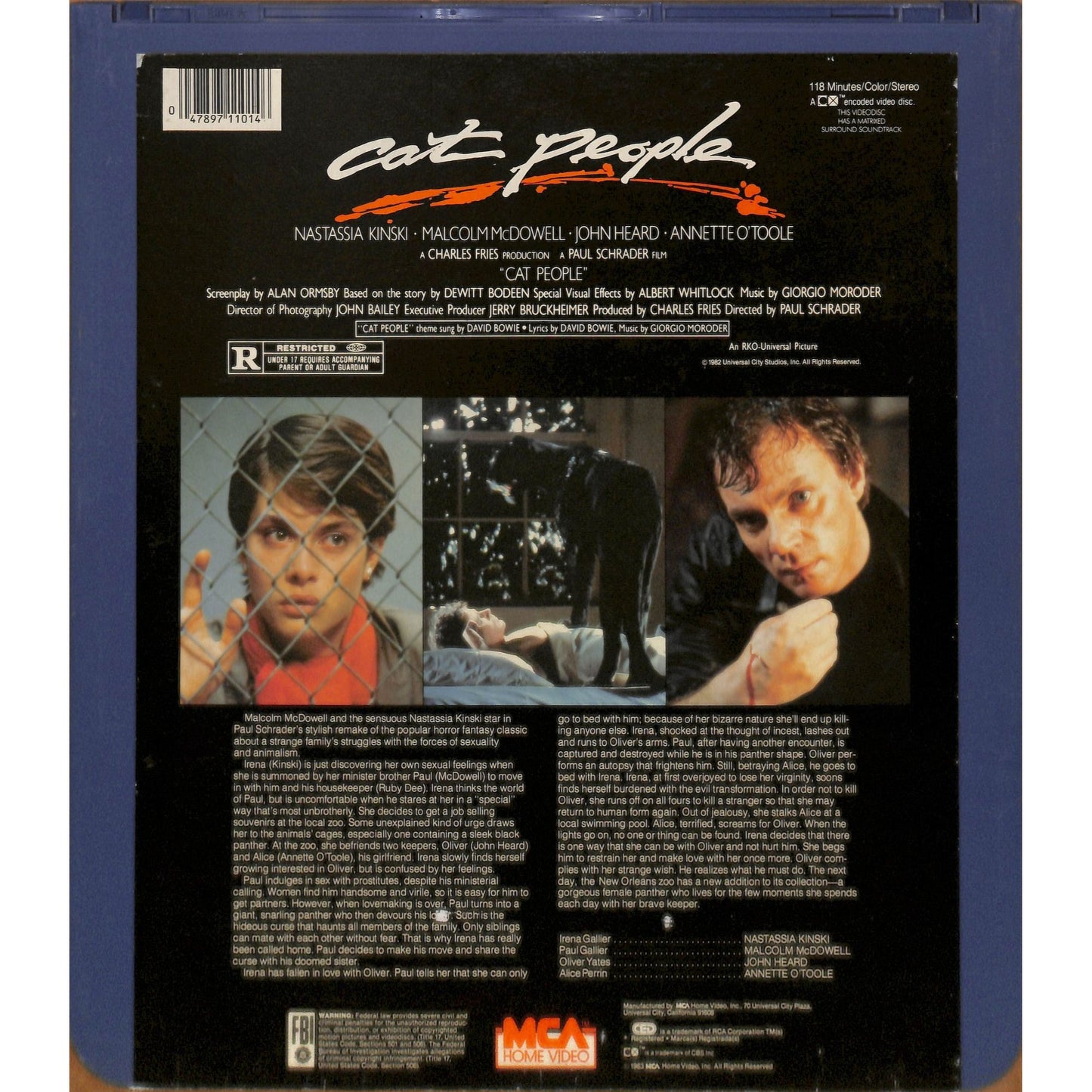 Cat People (1982) Vintage CED RCA SelectaVision VideoDisc TESTED WORKING