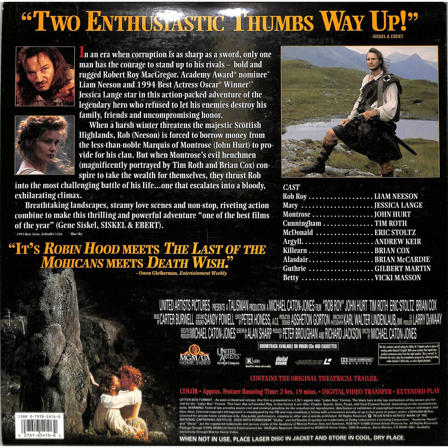 Rob Roy (1995) Laserdisc