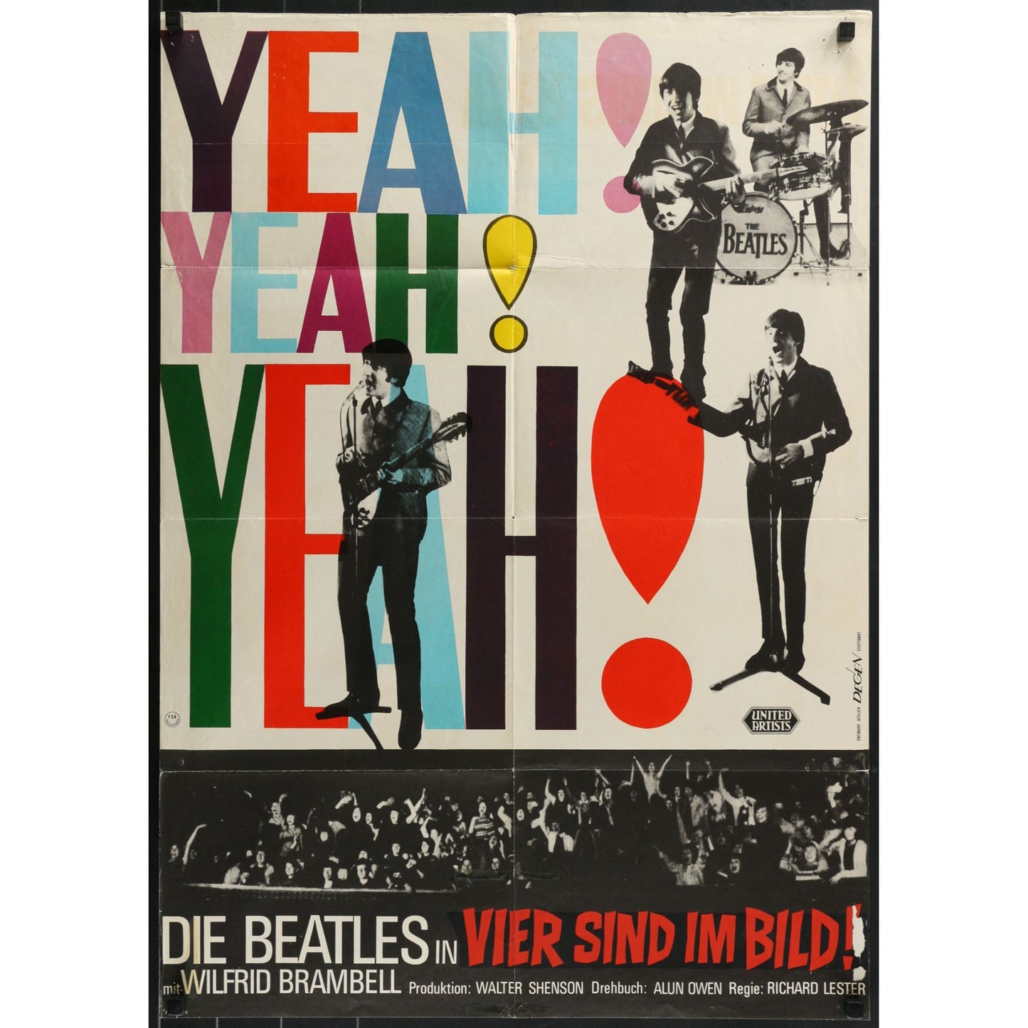 A Hard Day's Night (1964) Original German A1 Folded Poster 23x33