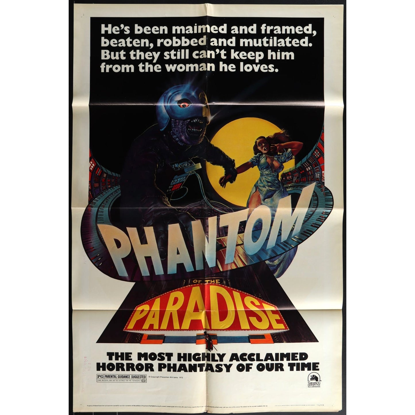 Phantom of the Paradise (1974) Original Movie Poster Folded 27x41 EM8-449