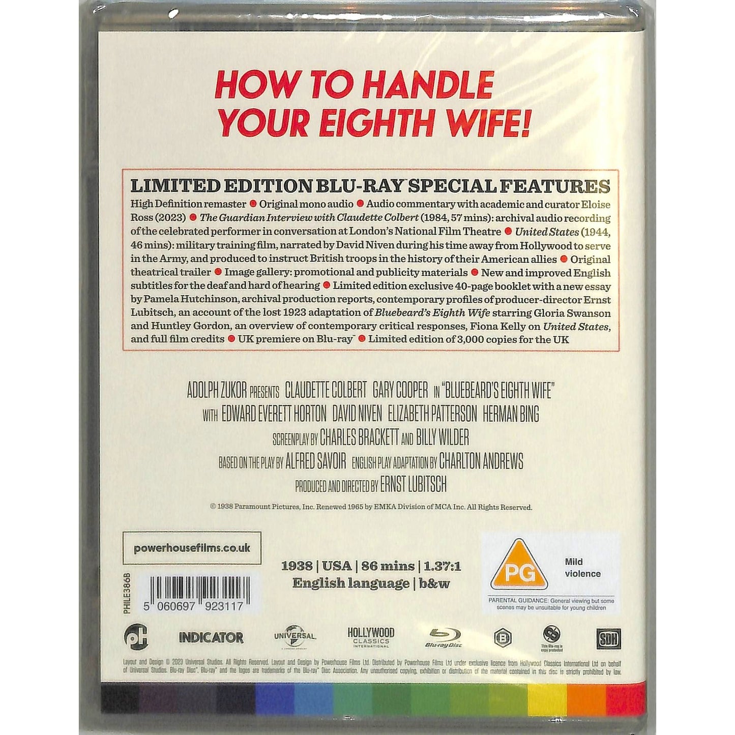 Bluebeard's 8th Wife (1938) Blu Ray Brand New Sealed