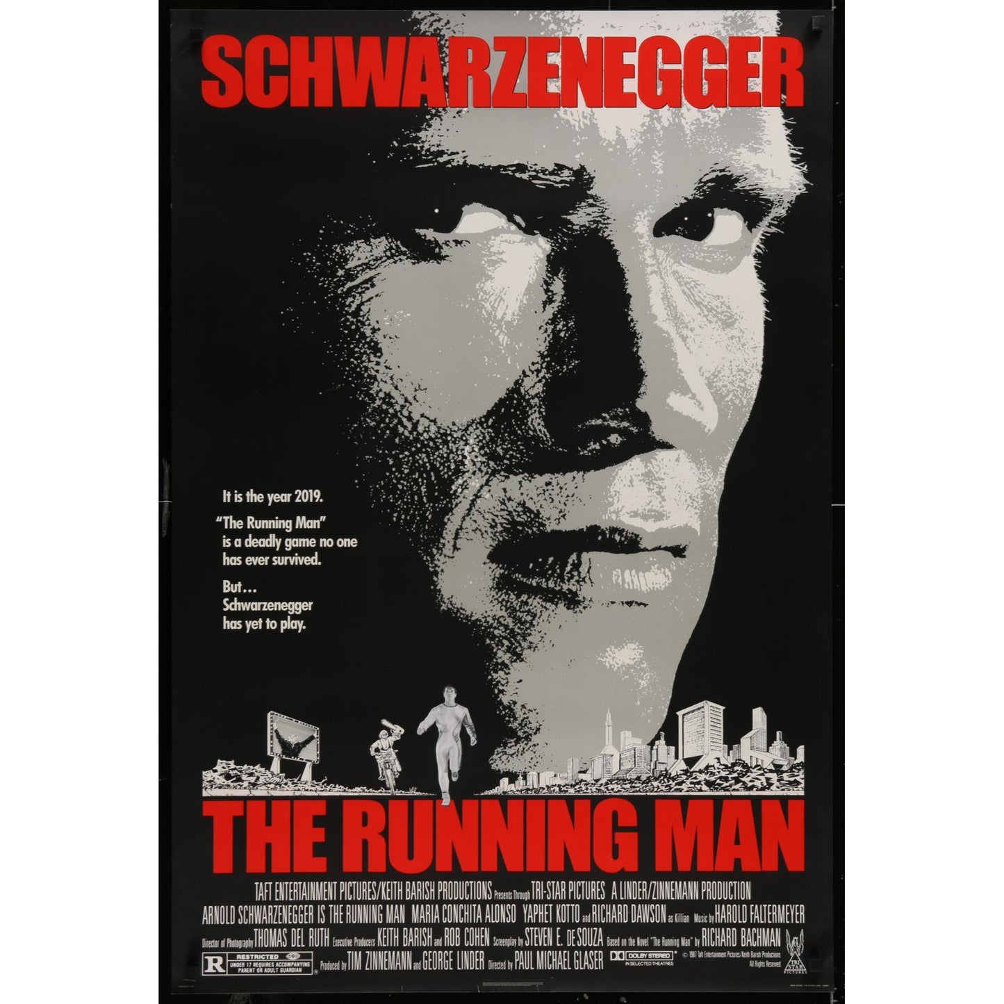 The Running Man (1987) Original Single-sided Movie Poster Rolled 27x40
