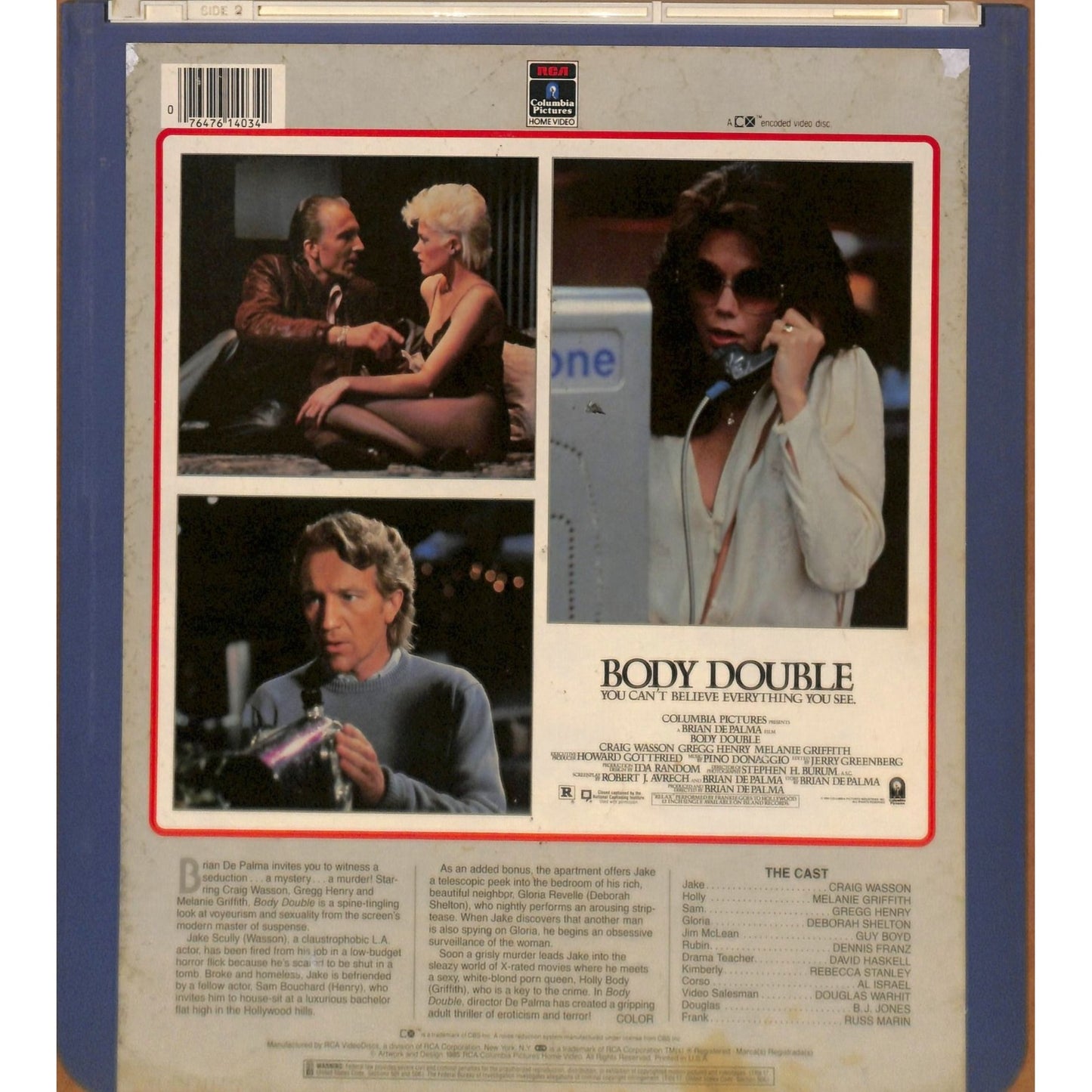 Body Double (1984) Vintage CED RCA SelectaVision Videodisc TESTED WORKING