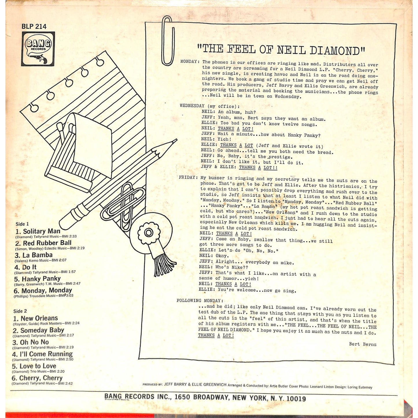 Neil Diamond - The Feel of Neil Diamond Vinyl Record BLPS-214